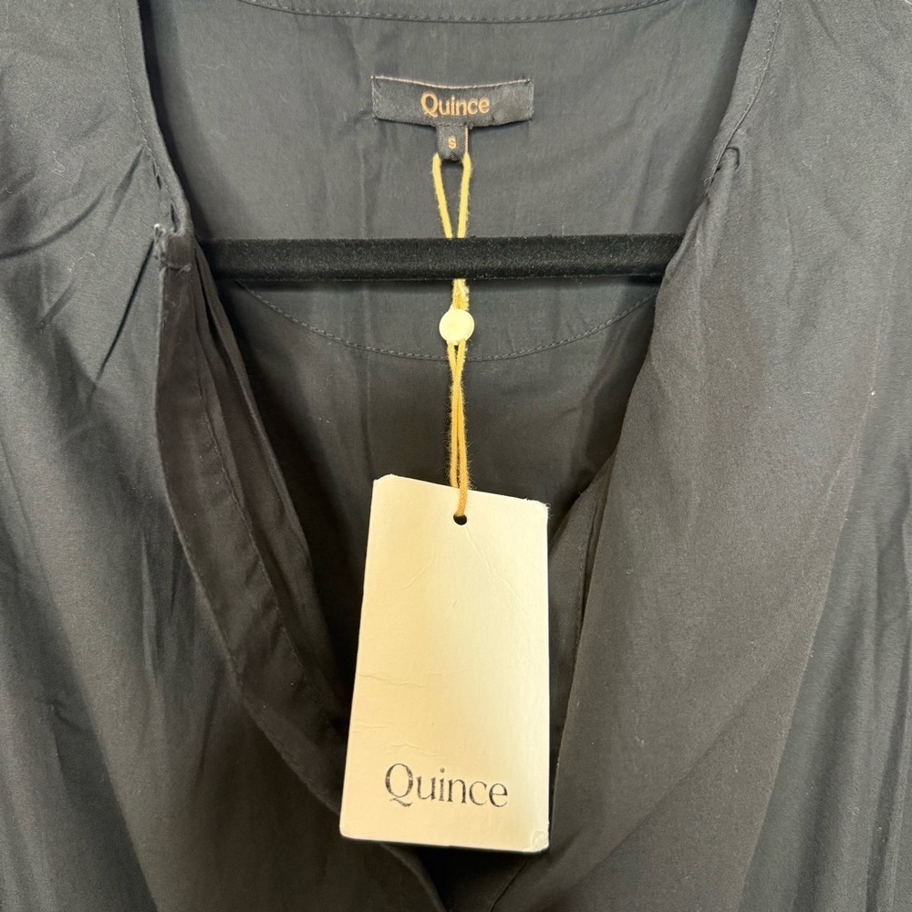 Quince 100% Organic Cotton Poplin Tiered Maxi Dress Black NWT Small - Picture 6 of 13